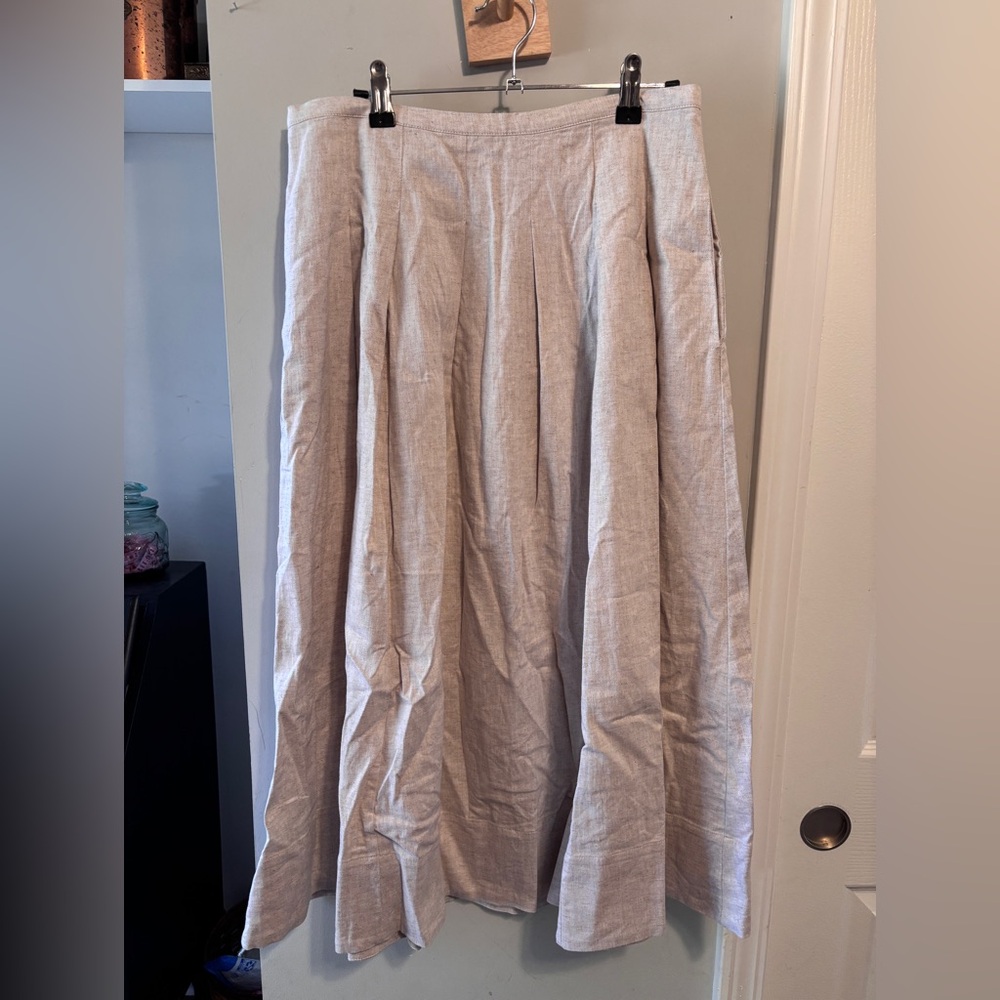 NWT Banana Republic Oat Linen Blend Pleated Mini Skirt with Pockets 8 petite